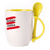 Puodelis su šaukšteliu. Geltonas (250 ml)