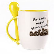 A cup with a spoon. Yellow (250 ml)