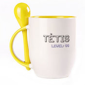 A cup with a spoon. Yellow (250 ml)