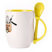Tass koos lusikaga. Kollane (250 ml)