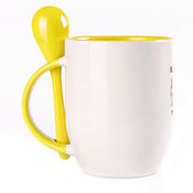 Tass koos lusikaga. Kollane (250 ml)