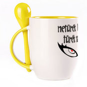 A cup with a spoon. Yellow (250 ml)