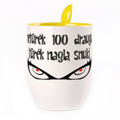 A cup with a spoon. Yellow (250 ml)