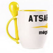 A cup with a spoon. Yellow (250 ml)