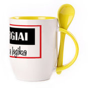 A cup with a spoon. Yellow (250 ml)