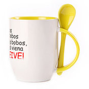 Tass koos lusikaga. Kollane (250 ml)