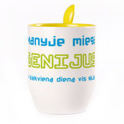 Puodelis su šaukšteliu. Geltonas (250 ml)