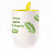 Tass koos lusikaga. Kollane (250 ml)
