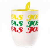 Tass koos lusikaga. Kollane (250 ml)