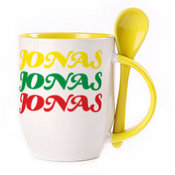 Puodelis su šaukšteliu. Geltonas (250 ml)