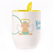 Tass koos lusikaga. Kollane (250 ml)