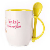 Tass koos lusikaga. Kollane (250 ml)