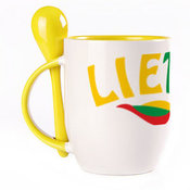 A cup with a spoon. Yellow (250 ml)