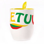 A cup with a spoon. Yellow (250 ml)