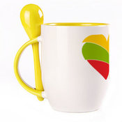 A cup with a spoon. Yellow (250 ml)