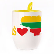 Tass koos lusikaga. Kollane (250 ml)