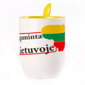 A cup with a spoon. Yellow (250 ml)