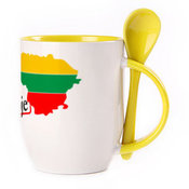 Tass koos lusikaga. Kollane (250 ml)