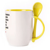 A cup with a spoon. Yellow (250 ml)
