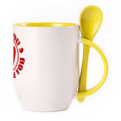 A cup with a spoon. Yellow (250 ml)