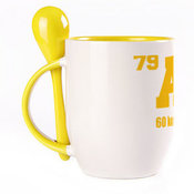 Tass koos lusikaga. Kollane (250 ml)