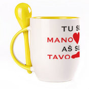 Tass koos lusikaga. Kollane (250 ml)