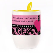 A cup with a spoon. Yellow (250 ml)