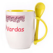 Tass koos lusikaga. Kollane (250 ml)