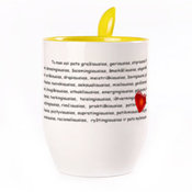 Puodelis su šaukšteliu. Geltonas (250 ml)