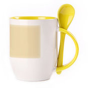 Tass koos lusikaga. Kollane (250 ml)