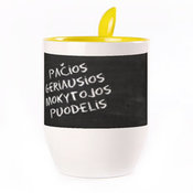 Puodelis su šaukšteliu. Geltonas (250 ml)
