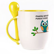 Tass koos lusikaga. Kollane (250 ml)