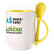 Tass koos lusikaga. Kollane (250 ml)