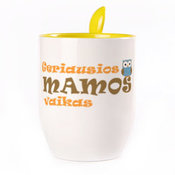 Tass koos lusikaga. Kollane (250 ml)