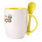 Tass koos lusikaga. Kollane (250 ml)