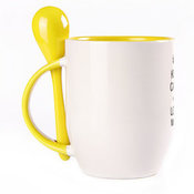 A cup with a spoon. Yellow (250 ml)