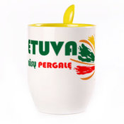 A cup with a spoon. Yellow (250 ml)