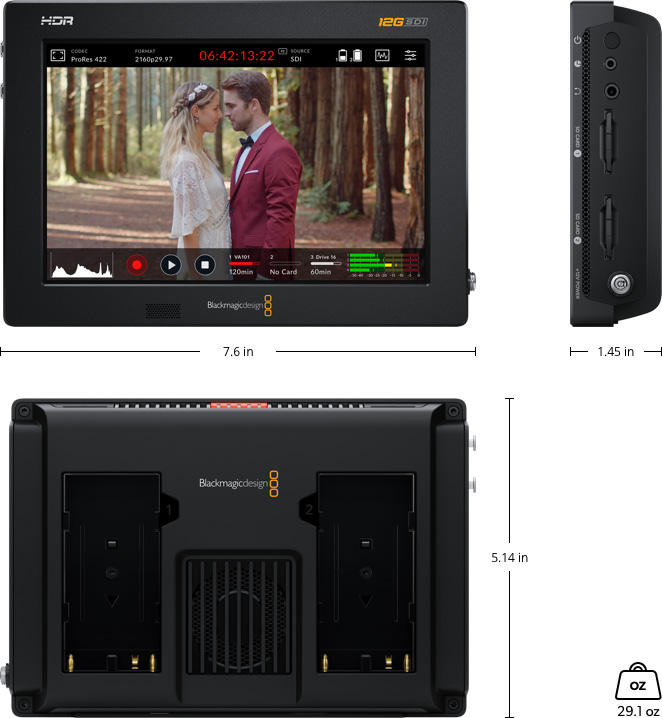 Blackmagic Video Assist 7 12G HDR ismatavimai