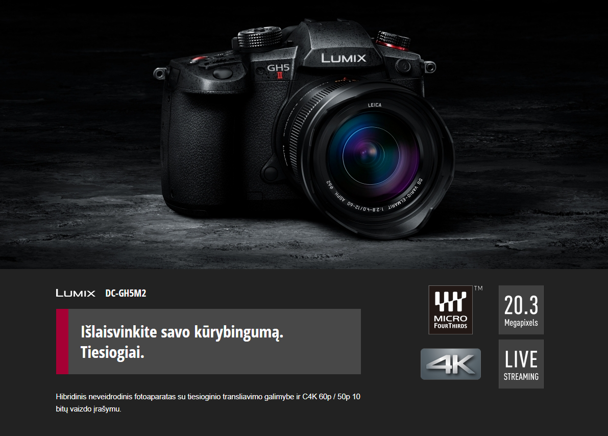 Panasonic DC-GH5 mark II kėbulas aprašymas - Prekės nuotrauka
